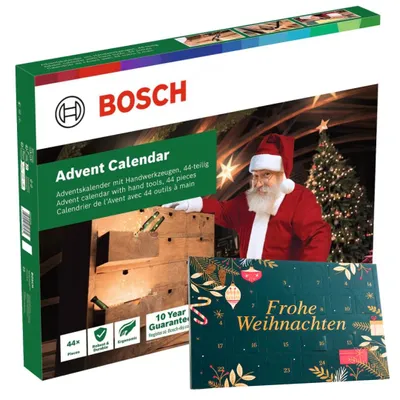 Produktbild von 2er Weihnachtskalender Set – Bosch Werkzeug Adventskalender 2026 Männer Heimwerker + Haze Tisch-Advent kalender