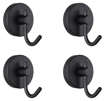 Obrázok produktu pre INF Sada 4 J háčikov s prísavkou nerez 5.9cm x5.8cm do kúpeľne a kuchyne čierna