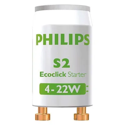Produktbild von Philips S2 4-22W, Beleuchtungsstarter, Weiß, Kunststoff, fluorescent lamps with electromagnetic gear, 4 W, 22 W