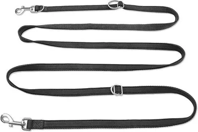 Produktbild von Famanu Hundeleine verstellbar 3M - Schleppleine mit Karabiner - Doppelleine für kleine Hunde - Nylon Schwarz