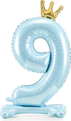 Obrázok produktu pre Stojaci fóliový balón číslo 9 84cm modrý 73248
