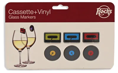 Image de Winkee Rocks - Marqueurs pour verre en vinyle et cassettes, lot de 6