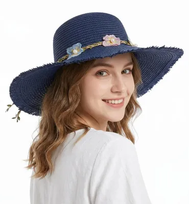 Immagine prodotto di Cappello di paglia da donna, protezione solare UPF 50, taglia unica, pieghevole, ideale per giardino e vacanze