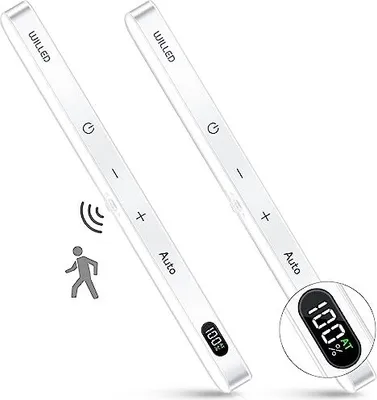 Obrázek produktu pro Kuchyňské osvětlení pod skříňku, 60 LED diod, ukazatel stavu nabití baterie, stmívatelné osvětlení skříňky 1300 mAh, světelný pásek LED se snímačem pohybu, pásek USB