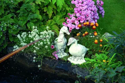 Produktbild von Garten Dekoration Ente Terrasse Stein Figuren Figur Statue Skulptur Vogel 635