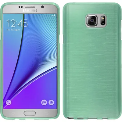 Produktbild von PhoneNatic Case kompatibel mit Samsung Galaxy Note 5 - grün Silikon Hülle brushed + 2 Schutzfolien
