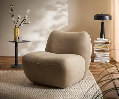 Produktbild von DELIFE Loungesessel Zena 75x85 cm Mikrofaser Beige Vintage