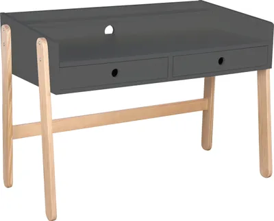 Produktbild von Möbilia Schreibtisch | 2 Schubladen | höhenverstellbar | MDF, Pinie | B 108 x T 55 x H 76 cm | grau-natur | 12020023 | Serie SCHREIBTISCH