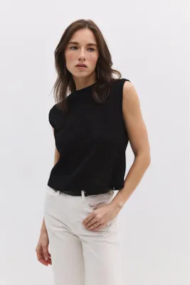 Produktbild von Bluse mit Rundhalsausschnitt und Spitze, Black, XS