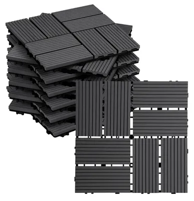 Produktbild von Vigevee WPC Terrassenfliesen 30x30 cm Anthrazit 22 Stück 2 m² Klickfliesen Garten Balkon
