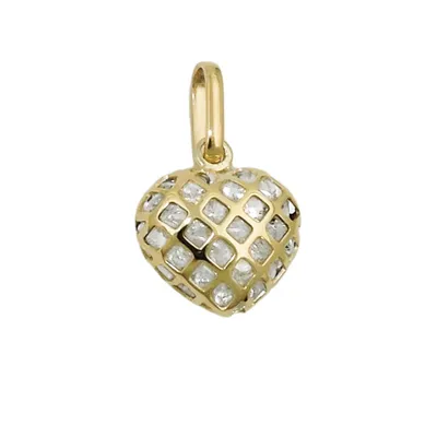 Produktbild von Anhänger 11x12mm Herz gefüllt mit kleinen Zirkonias 9Kt GOLD gold 11x12mm