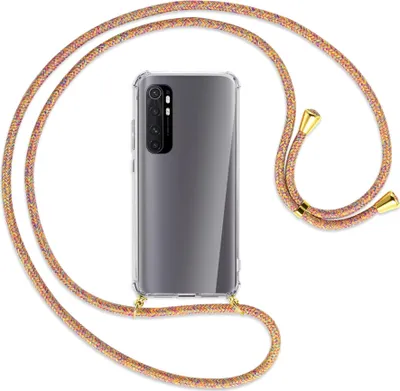 Produktbild von Handykette Backcover-Schutzhülle mit Band (Metall goldfarben) für Xiaomi Mi Note 10 Lite - Rainbow