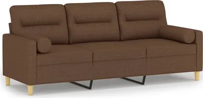 Produktbild von 3-Sitzer-Sofa mit Zierkissen Braun 180 cm Stoff
