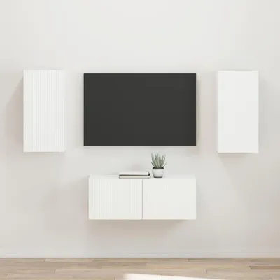 Produktbild von "Schlussverkauf" TV-SchrankSet Wandmontiert - 2 Stück - WohnzimmerTV-Möbel/TV-Tisch - Weiß Holzwerkstoff  C14325