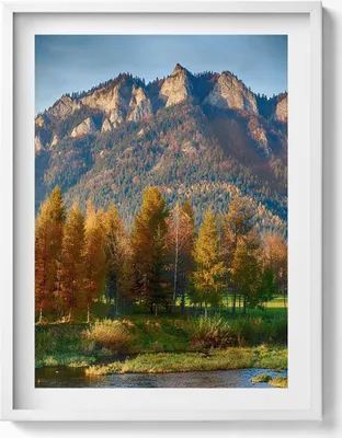 Produktbild von Gipfel der Drei Kronen Berge– Wandbild mit Rahmen – Gerahmtes Bild  – Wanddekoration – 60x80 cm –  Weiß Rahmen