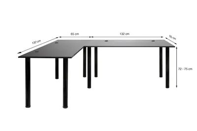 Zdjęcie produktu dla SyberDesk Gaming Pro biurko narożne 197 x 132 cm - duże biurko komputerowe, biurko narożne, biurko do biura i gier (lewe, czarne)