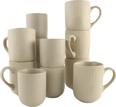 Produktbild von OTIX Kaffeebecher-Set von 12 Cappuccino-Tassen mit Henkel 300 ml ohne Henkel 190 ml TEAK