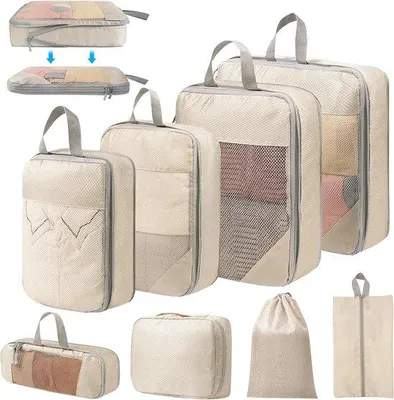 Produktbild von Famanu Kofferorganizer Set mit 8 Reiseorganisatoren - Beige