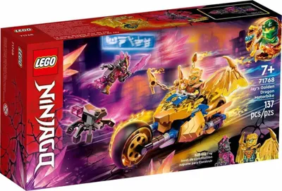 Image de LEGO 71768 NINJAGO La moto du dragon d'or de Jay, set avec la mini-figurine de Jay et les figurines du dragon et du serpent, jouet pour enfants à partir de 7 ans