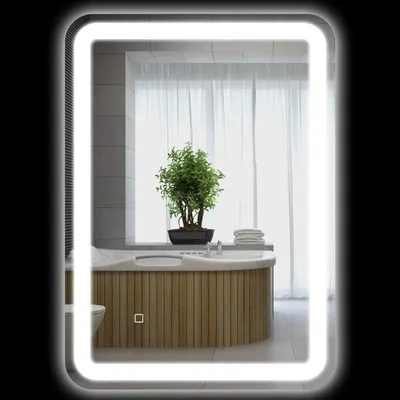 Obrázek produktu pro LED zrcadlo do koupelny s dotykovým ovládáním a funkcí proti zamlžování | Barva: stříbrná | Rozměry: 50 x 4 x 70 cm