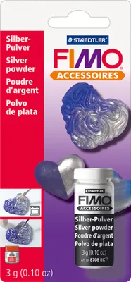 Produktbild von FIMO Metallic Pulver silber 3 g in Glasfläschen