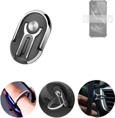 Produktbild von K-S-Trade 3in1 Smartphone-Ring Handy-Ring kompatibel mit Oukitel WP19 Fingerhalterung  Handyring Tischständer Lüftungsgitter-Halterung Tisch