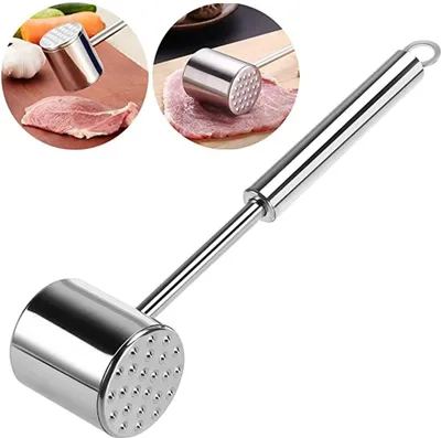 Produktbild von Fleischklopfer doppelseitig Fleischhammer aus 304 Edelstahl für Schnitzel spülmaschinengeeignet