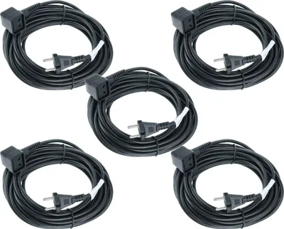Produktbild von vhbw 5x Stromkabel kompatibel mit Numatic NSP 180, PSP 180, PRP 180, NQS 250, NSP180AVW570, NVP180-21 Staubsauger - 10 m Kabel, Anschlusskabel