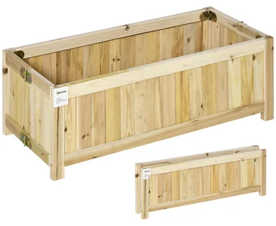 Produktbild von Outsunny Hochbeet, Klappbarer Pflanzkasten, Blumenkasten für Garten, Natur