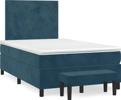 Produktbild von vidaXL Boxspringbett mit Matratze Dunkelblau 120x190 cm Samt