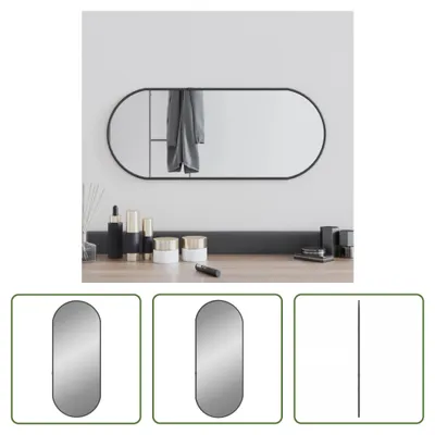 Image de The Living Store miroir mural noir 60x25 cm ovale