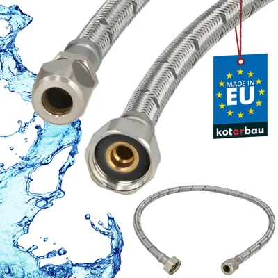 Produktbild von KOTARBAU® Flexschlauch Wasserschlauch 70cm Panzerschlauch 1/2“x3/8“ ÜM x Quetsch Anschlussschlauch für Armatur & Sanitär Schlauch Für Wasserhahn