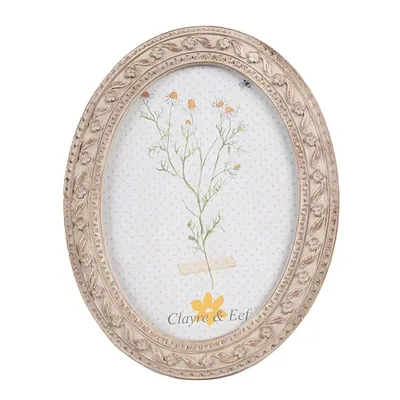 Immagine prodotto di Cornice per quadri Clayre & Eef 10x15 cm Beige Marrone Plastica Vetro Ovale