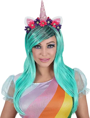 Produktbild von Einhorn Damen Perücke (türkis)
