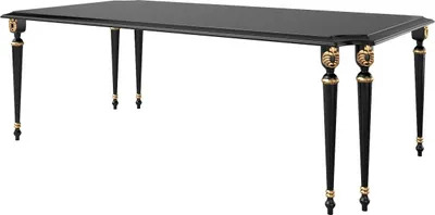 Produktbild von Casa Padrino Luxus Barock Esstisch Schwarz / Antik Gold 230 x 115 x H. 77 cm - Edler Esszimmertisch im Barockstil - Barock Esszimmer Möbel
