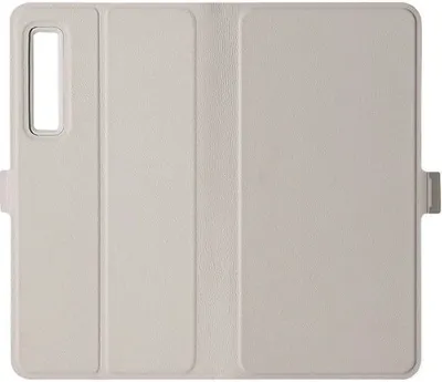 A white flip cover for an e-reader, shown open and flat.
