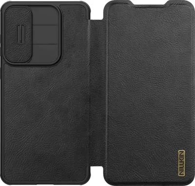 Produktbild von Handyhülle mit Klappe und Kameraschutz für Galaxy S25 Edge, Nillkin Qin Pro, Schwarz