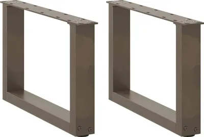 Image de Pieds de table basse en U, 2 pièces, acier naturel, 50 x (30-31) cm