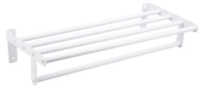 Wandregal mit Handtuchhalter, Weiß, 55 cm, Edelstahl
