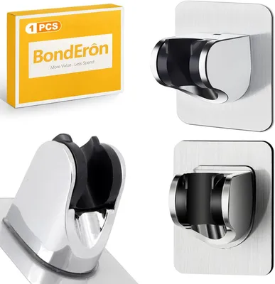 Imagen del producto de Soporte adhesivo para cabezal de ducha, ajustable, de plástico, universal, para montaje en pared