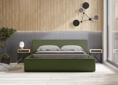Produktbild von QUARTO Das Doppelbett MOLLY 180/200 Designerbett mit Bettkasten & Lattenrost (grün)