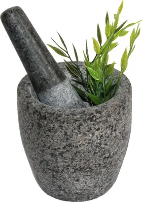 Produktbild von Steinmörser mit Stößel L Ø 12 cm Höhe 12 cm, Stein, grau Nr. 001