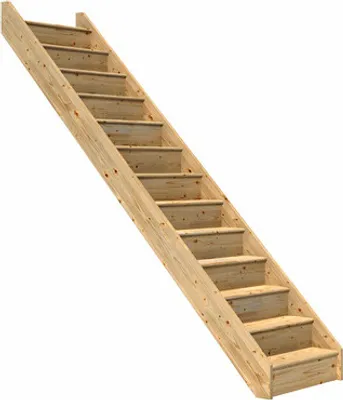 Produktbild von Pertura Wangentreppe Elenie Fichte massiv Mit Setzstufen Seitenwange fichte gerade 83,5 cm 14 Stufen / 15 Steigungen Ohn