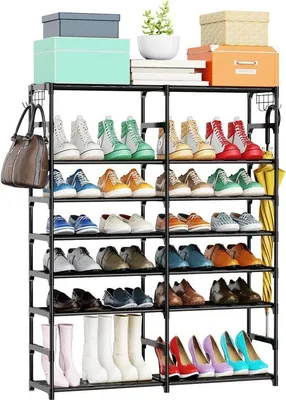Immagine prodotto di Scaffale alto per scarpe con 7 ripiani - Nero, metallo
