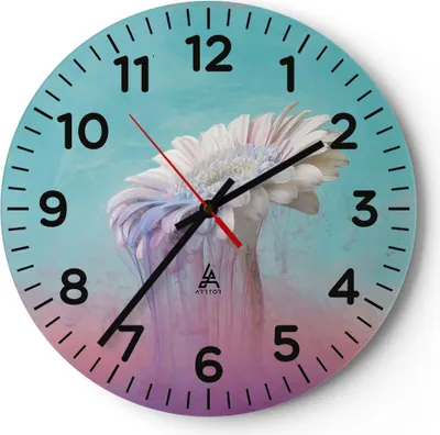 Produktbild von Wanduhr - Rund - Glasuhr - Modern Grafik Blume - 30x30cm - Schleichendes Uhrwerk - Lautlos - zum Aufhängen bereit - Dekoration Modern - Wanddekoration aus Glas - C4AR30x30-4534