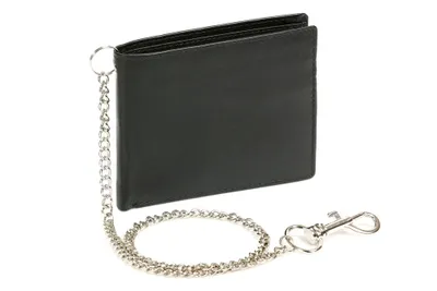 Produktbild von LEAS Scheintasche extra dünn mit Chrom-Kette Echt-Leder im Querformat, schwarz Chain-Series''