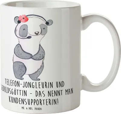 Produktbild von Mr. & Mrs. Panda Kaffeetasse Meisterin Kundensupport - Weiß - Geschenk, Tasse, Berufsliebe, Hilfsbereitschaft, Jonglieren, Support, Pott, Berufsgestaltung, Beruf, haferl
