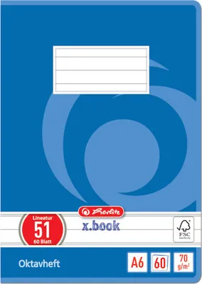 Produktbild von 10 Herlitz Oktavhefte / A6 / 60 Blatt / liniert / Lineatur 51