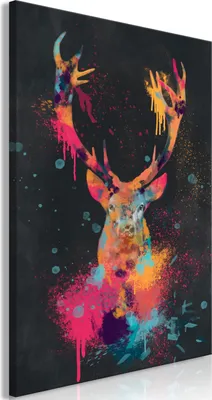 Produktbild von Italienischer Leinwand Leinwandbild - Spectacular Deer (1 Part) Vertical 60x90 cm Tiere g-A-0314-b-a
