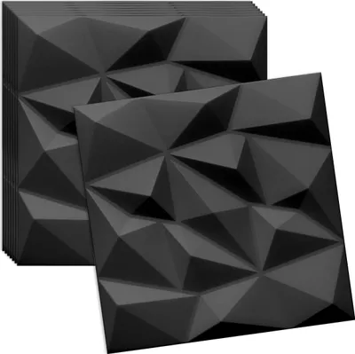 Produktbild von Verdico | 3D Wandpaneel Polystyrol - Schwarz - 50x50 cm - Elegantes Design - 8 Stück für stilvolle Räume, Wand- & Deckenverkleidung